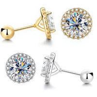 Boucles d'oreilles en argent pur S925 avec moissanite 50 points 1 carat VVS, bijoux unisexes, boucles d'oreilles en diamant taille ronde avec certificat GRA