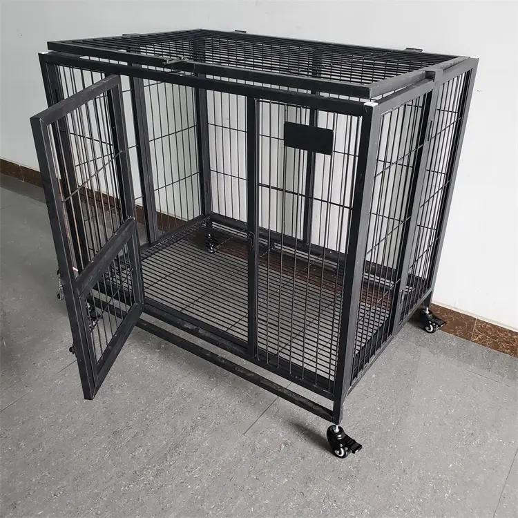 Single layer double door collapsible customizable iron heavy duty dog indoor cage foldable dog cage