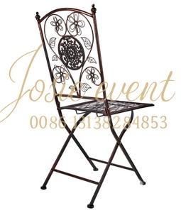 <span class=keywords><strong>Chaise</strong></span> de Bistro Pliante Vintage en <span class=keywords><strong>Fer</strong></span> <span class=keywords><strong>Forgé</strong></span> avec Coussin pour Salon de Jardin, Mariage, Événement - Product Image 4