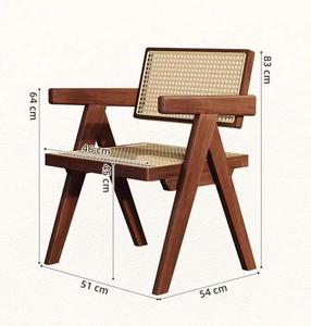 <strong>Rattan</strong> Ashwood Frame Accent <strong>Chairs</strong> Modern Mid century Dining Ch <strong>Chair</strong> with Armrests of Dining Room - Product Image 6