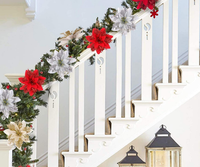 Têtes de fleurs de Noël artificielles en PE en gros, fausses fleurs décoratives classiques pour la décoration de Noël à la maison et à l'hôtel