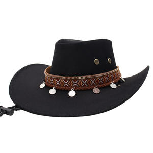 Wholesale Unisex Cowboy <strong>Hat</strong> with Embroidered Band &amp; Coin Pendants-Fashion Style Four Seasons Use - Product Image 5