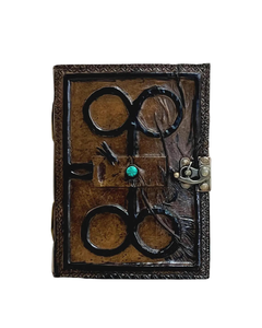 Carnet en cuir Darkhold Damned, gaufré, avec motif pierre maléfique, livre de sorts vierge, couverture rigide écarlate, thème Horreur, Feng Shui, Religieux - Product Image 1