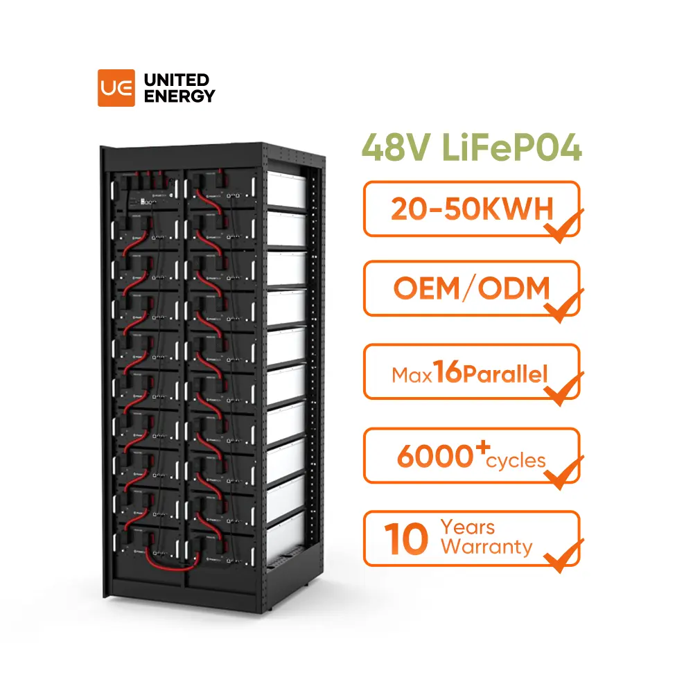 Rack Gắn điện áp cao LiFePO4 pin năng lượng mặt trời 48V 48Volt 40AH 100Ah 20kwh 30kwh pin lithium Li-Ion