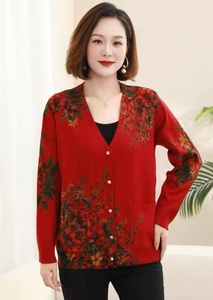 Nuovo Arrivo: Cardigan Floreale da Donna <span class=keywords><strong>con</strong></span> Scollo a V e Tasche Frontali, Maglione in Maglia Stile Nonna - Product Image 4