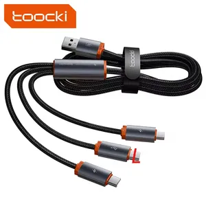 Toocki kabel pengisi daya 3 In 1, kabel Ip tipe C Usb C pengisian cepat, kabel Data mikro untuk ponsel Huawei Xiaomi
