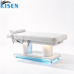 Cama de Belleza Eléctrica Reclinable de Lujo KISEN con 4 Motores, Calefacción, Luz LED y Base de Madera para Tratamientos Faciales, de Pestañas y Masajes - Product Image 6