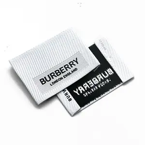 Custom Private Clothing Brand Letter Personal Design Logo Print Woven Label No Moq Woven Label