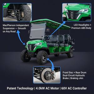 Voiturette de <span class=keywords><strong>golf</strong></span> électrique tout-terrain de luxe 8 places, batterie sans entretien 100A, moteur AC 4KW, vitesse 30-50 km/h, autonomie 90 km pour <span class=keywords><strong>camping</strong></span> - Product Image 2