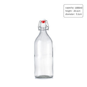 Bouteille en verre à <span class=keywords><strong>bouchon</strong></span> basculant <span class=keywords><strong>pour</strong></span> bouteille en verre transparent avec couvercle hermétique 25 Lait et vin 250 ml et 500 ml et 1000 ml Bouteille en verre carrée - Product Image 5