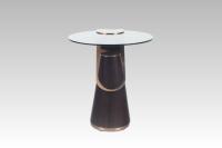 Nouvelle arrivée, table basse ronde de style minimaliste moderne en MDF avec placage en noyer, plateau en verre, acier inoxydable