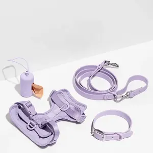 PNB 2023 Fabricantes Personalizado Designer De Luxo Poop Bag Titular Pvc Poliéster Pet Dog Collar Harness Leash Set
