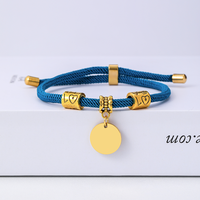 Bracelets personnalisables Ywyougang faits à la main en or rose/or 18 carats plaqué acier inoxydable, avec breloque cercle vintage unisexe en corde tressée, idéal pour un cadeau