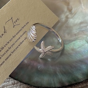 Bague en argent sterling S925, style coréen, rétro, coquillage, étoile de mer, mode vintage, vente en gros - Product Image 5