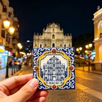 Aimant de réfrigérateur en résine en relief, souvenir créatif de la culture touristique de Macao, Marque GX, Art populaire des Ruines de St Paul, petit cadeau fait main