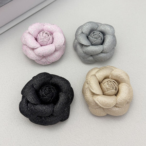 Broche de flor de tela de Rosa <span class=keywords><strong>Camelia</strong></span>, tocado de regalo de compromiso de boda Chapado en plata - Product Image 6