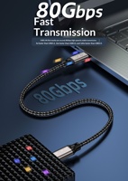 Kabel Data USB5 Tipe-C Dual-Head C-to-C Berjaket Kepang, Video 16K, Transmisi 80Gbps, Pengisian Cepat PD240W, Kompatibel USB4