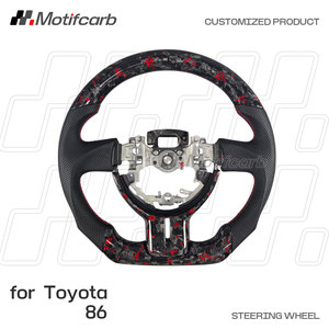 พวงมาลัยคาร์บอนไฟเบอร์สีแดงแบบกำหนดเอง พร้อมหุ้มหนัง สำหรับ Toyota 86 GR 86 GT และ Subaru BRZ Limited ปี 2013-2016 รุ่นอัพเกรด - Product Image 2