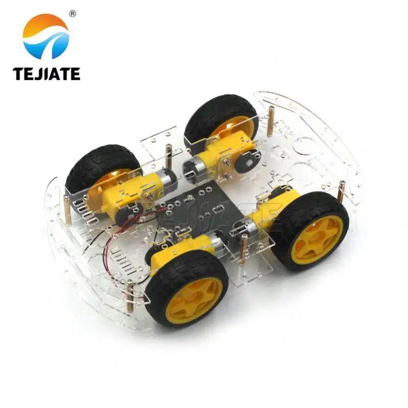 Kits de chasis de coche Robot inteligente 4WD con codificador de velocidad Kit de coche RC motor magnético fuerte con disco de código/doble capa/capa única