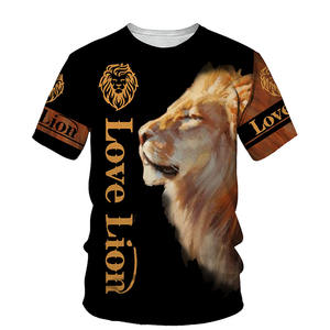 Aslan kral 3D baskı erkekler T-shirt yaz yeni O boyun kısa kollu Tees Tops Streetwear stil erkek giysileri süblimasyon tişörtleri - Product Image 3
