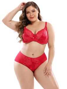 Soutiens-gorge ultra-minces de grande taille E Cup Style européen et américain Sexy licou col dentelle soutien-gorge culotte ensemble pour l'été - Product Image 4