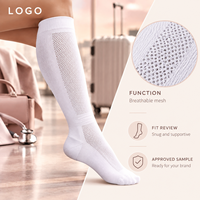 Chaussettes de compression sportives à compression graduée, avec manchette large, bout plat, en maille respirante blanche, certifiées, avec support et ajustement parfait