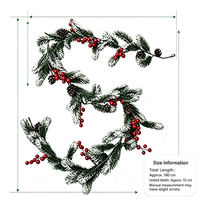 Guirlande de Noël floquée en cèdre, branche artificielle de sapin à feuilles persistantes, baies rouges, cône de pin, longue guirlande pour décorations de fête, vente en gros
