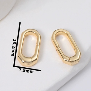 트렌디한 18K 금도금 황동 타원형 푸시 클라스프 카라비너 스프링 클라스프 DIY 수제 보석 제작 액세서리 - Product Image 5