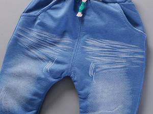 Conjunto de Verano para Bebé, Estilo Inglés, Camiseta de Algodón Casual con Cuello Redondo y Corbata de Lazo, Pantalones Cortos, Color Azul, para Niño, de China - Product Image 5