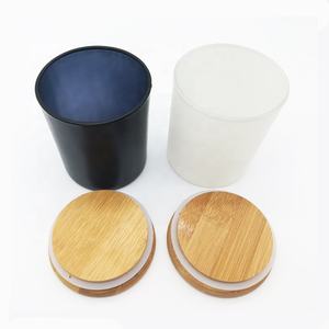 A07M Pots à bougies <span class=keywords><strong>en</strong></span> verre noir de luxe pour la fabrication de bougies parfumées de vacances et de Noël Porte-piliers et lanternes élégants - Product Image 4