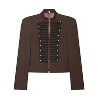 OUDINA Nouveautés Streetwear Décontracté Col Montant Épaulettes Fermoirs Métalliques Blazer Napoléon Femme