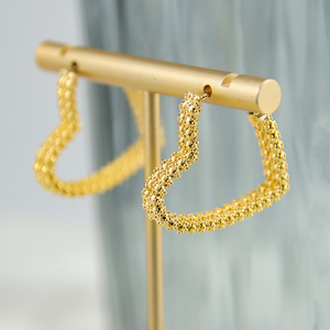 Pendientes de Moda Geométricos de Alta Calidad al por Mayor, Pendientes de Corazón y Estrella Chapados en Oro de 18k para Mujer - Product Image 2