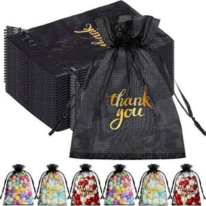 Sacs en organza en gros 10x15cm, logo personnalisable, sacs de remerciement, pochettes cadeaux de haute qualité pour fêtes, mariages, bijoux, bonbons - Product Image 1