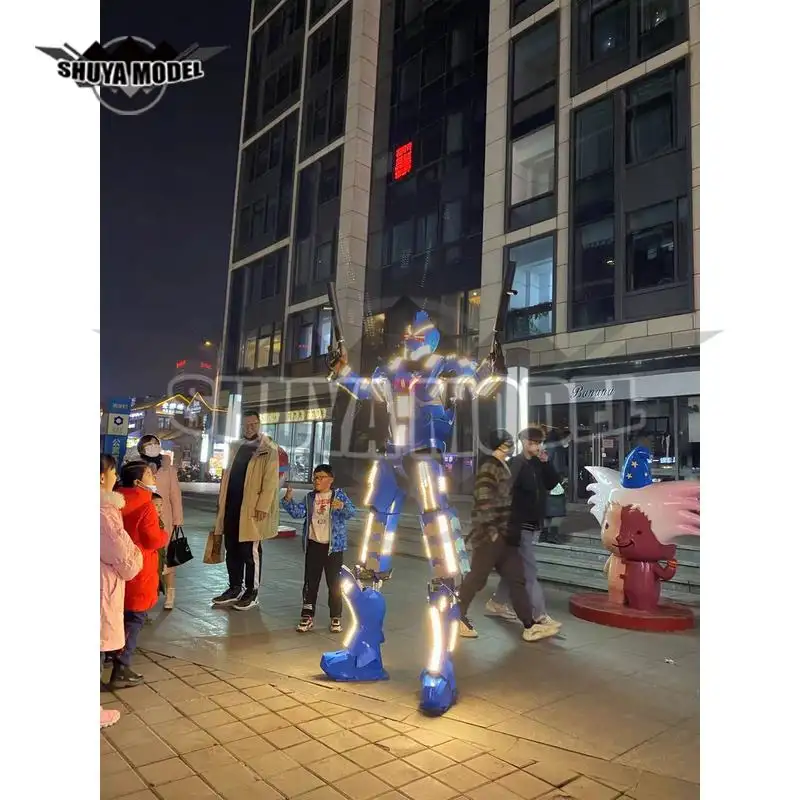 Future led robot costume pole dance wear rave clothing strips led lights Stilts and clowns play costumes