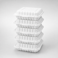 Contenants alimentaires jetables MFPP 9x9x3 pouces, 3 compartiments, 1200 ml, 40 oz, boîte bento carrée pour restaurant, à emporter, écologiques