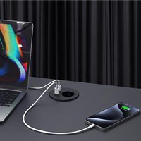 Tomacorriente Redondo Inteligente de 3 Pulgadas para Escritorio de Oficina Industrial, con Puerto USB, Oculto en la Superficie, con Enchufe Europeo