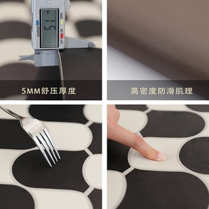 Tapis de sol en cuir pour cuisine, motif géométrique, rectangle, imperméable, antidérapant, résistant aux taches, PVC, usage en cuisine - Product Image 4