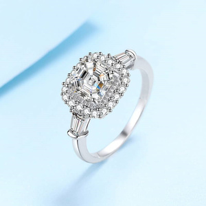 Bague de fiançailles et de mariage pour femme, 2 carats, halo, en argent S925, élément infini, bague scintillante pour <span class=keywords><strong>elle</strong></span> - Product Image 3