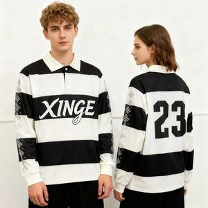 Nouvelle Arrivée 2026 – Polo Décontracté Unisexe à Manches Longues Rayé Style Américain Streetwear avec Strass Personnalisés Imprimés - Product Image 3