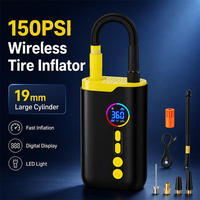 Gonfleur de pneus portable 150 PSI pour voiture, compresseur d'air sans fil avec écran LCD, arrêt automatique, fonctionnalité de sécurité