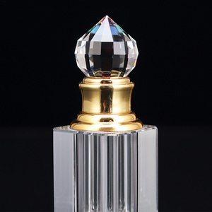 Small Bridge Luxury Fancy Art Style <strong>Empty</strong> Clear Square Crystal Glass Packaging Perfume Bottle with Gold Aluminum Crystal Ball - Product Image 3