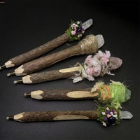 Nouveau Stylo Bille Créatif en Pierre Naturelle Brute, Cristal, Fleur, Herbe, Bois, Baguette Magique, Ornement de Bureau, Cadeau en Pierre Précieuse