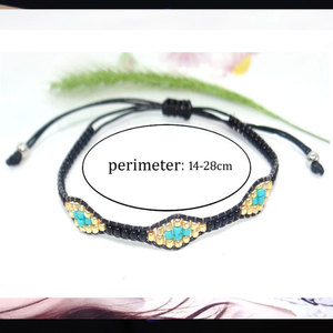 Fashion Glass Seed Beaded Woven Bohemian Elegant Charm Woven Jewelry <strong>Stack</strong> <strong>Bracelets</strong> Blue Handmade - Product Image 3