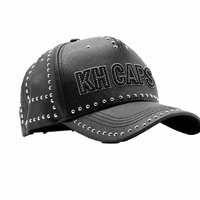 Casquette de baseball imperméable personnalisée avec logo, en cuir PU, 5 panneaux, visière incurvée, cloutée, réglable, Gorras De Beisbol, fabricant OEM ODM