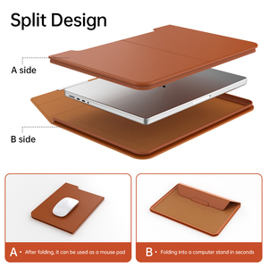 Nueva bolsa de transporte para portátil para <span class=keywords><strong>Macbook</strong></span> Pro 14 "<span class=keywords><strong>Air</strong></span> 15" A2941 M2 funda para portátil 3 en 1 alfombrilla de ratón soporte plegable bolsas de cuero PU - Product Image 3
