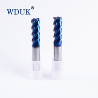 Fraise à queue en carbure monobloc à 4 dents avec revêtement nano bleu en acier au tungstène pour l'usinage CNC de moules en acier trempé HRC65
