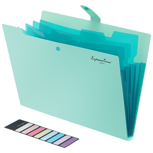 Xách tay 5 Pocket PP nhựa dễ thương nút mở rộng tập tin Organizer thư mục tài liệu với nhãn - Product Image 1