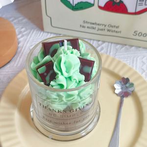 2026 Trending Products Handmade Novelty Mini Cute Art Soy Wax Scented Glass Lemon Strawberry Food Mousse Cupcake Dessert <b>Candles</b> - Product Image 5