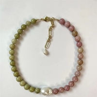 Collar Boho Chic de Verano para la Playa, Hecho a Mano con Cuentas de Piedra Natural y Colgante de Perla, Pendientes Colgantes Bonitos para Mujer