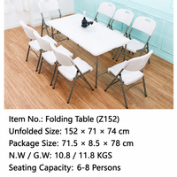Table et chaise pliantes rectangulaires portables pour l'extérieur, idéales pour les formations, les réunions et les stands.